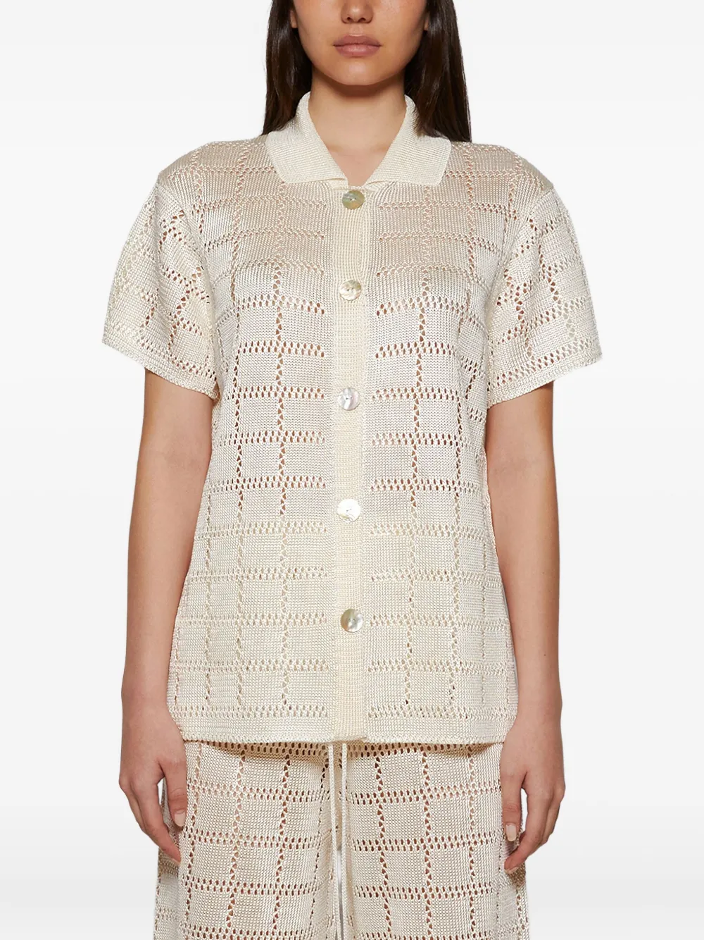 Calle Del Mar Blouse met korte mouwen en patroon Wit