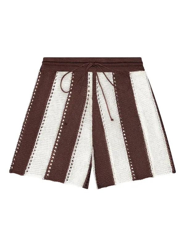 Calle Del Mar Cabana Stripe Knitted Shorts in Brown
