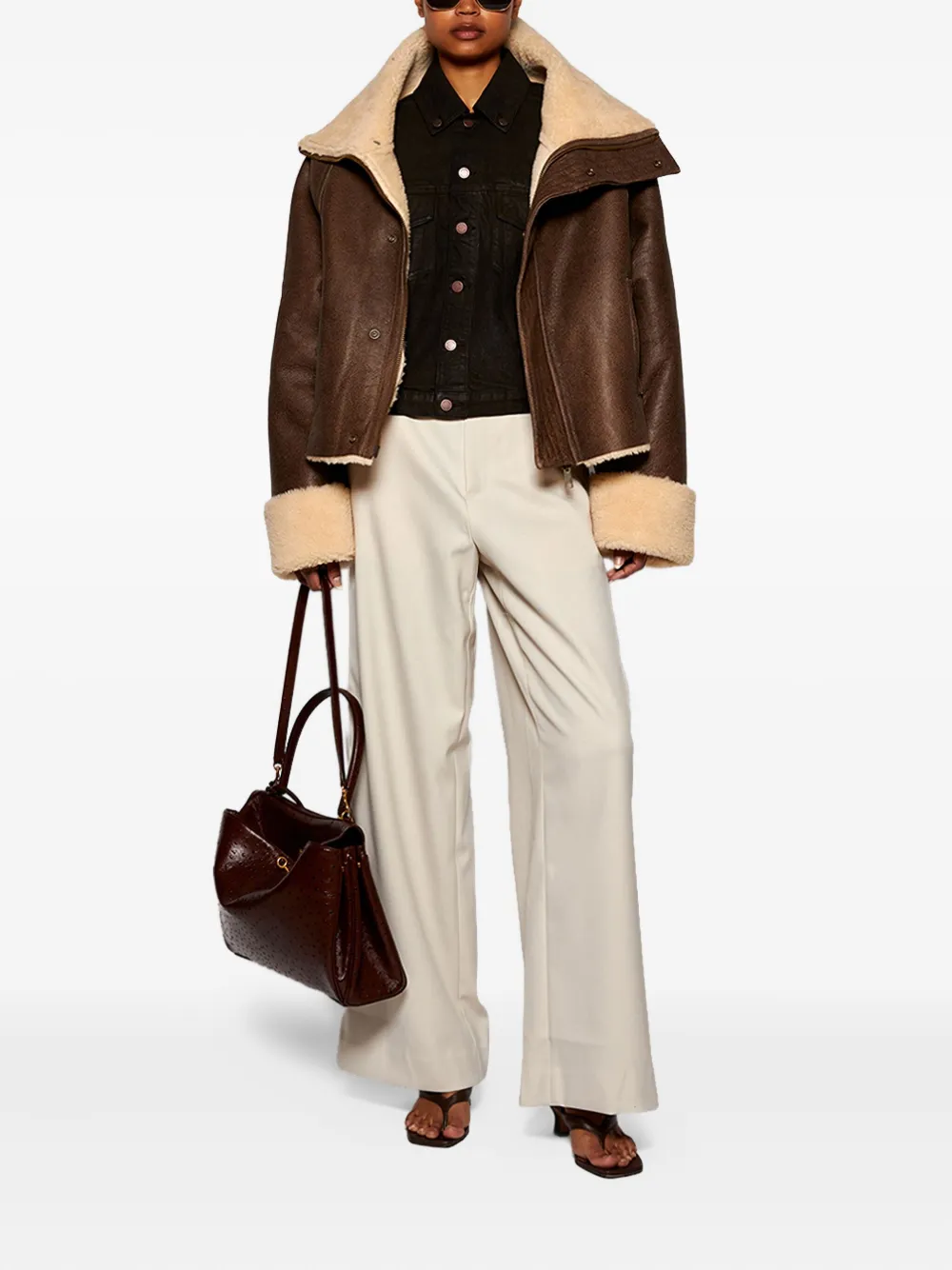 ENTIRE STUDIOS veste en cuir à col en peau lainée | Vestes en cuir | Image 2