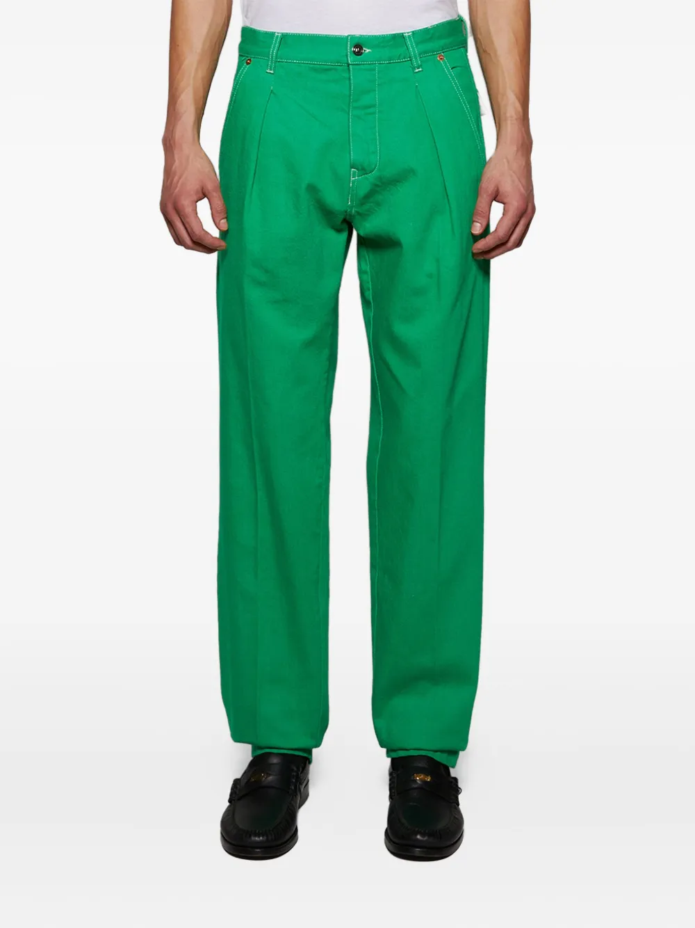 Doppiaa constrast-stitching trousers | Green | Image 1