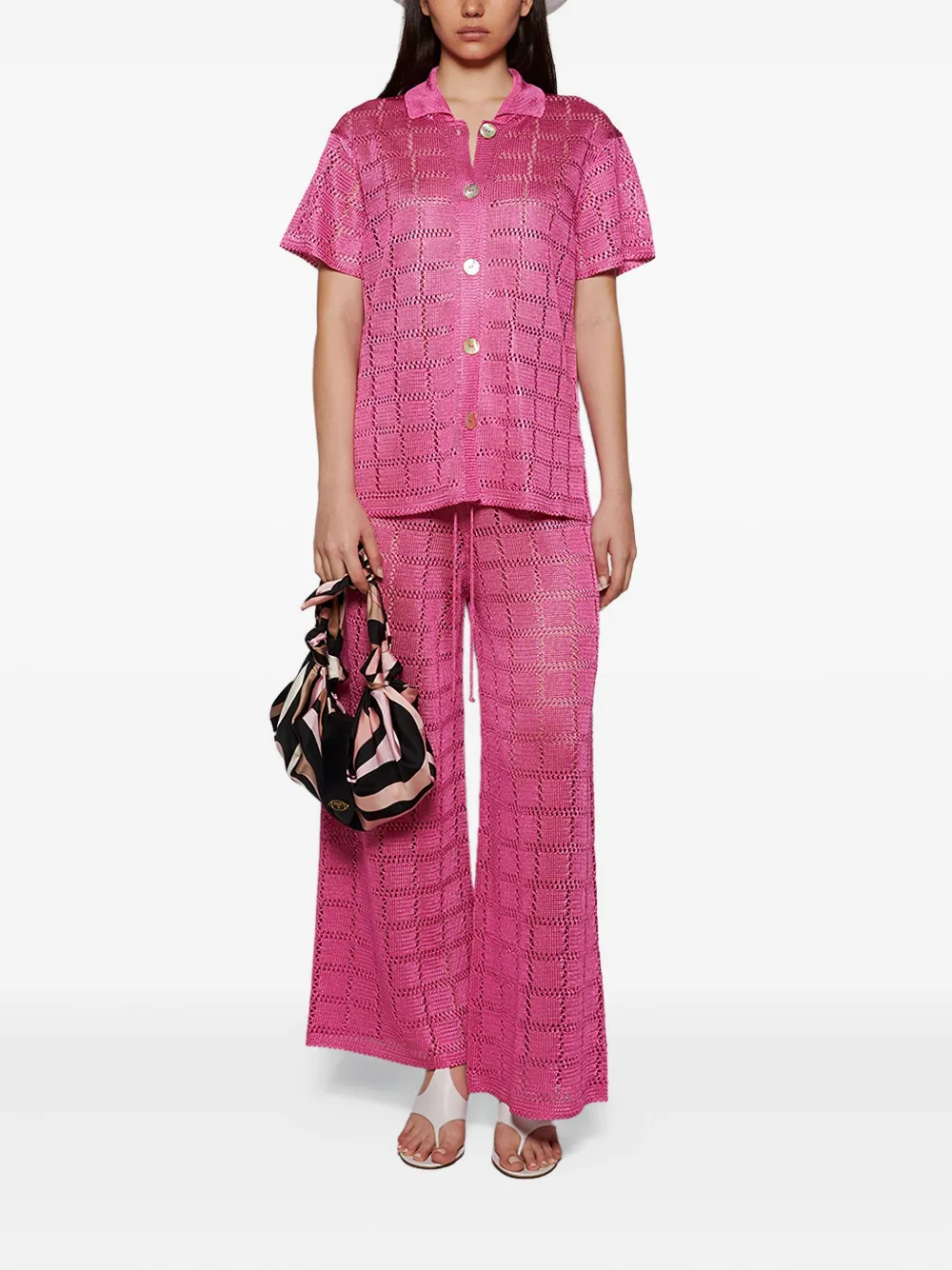 Calle Del Mar grid-pattern drawstring trousers | Wide-Leg Pants | Image 2