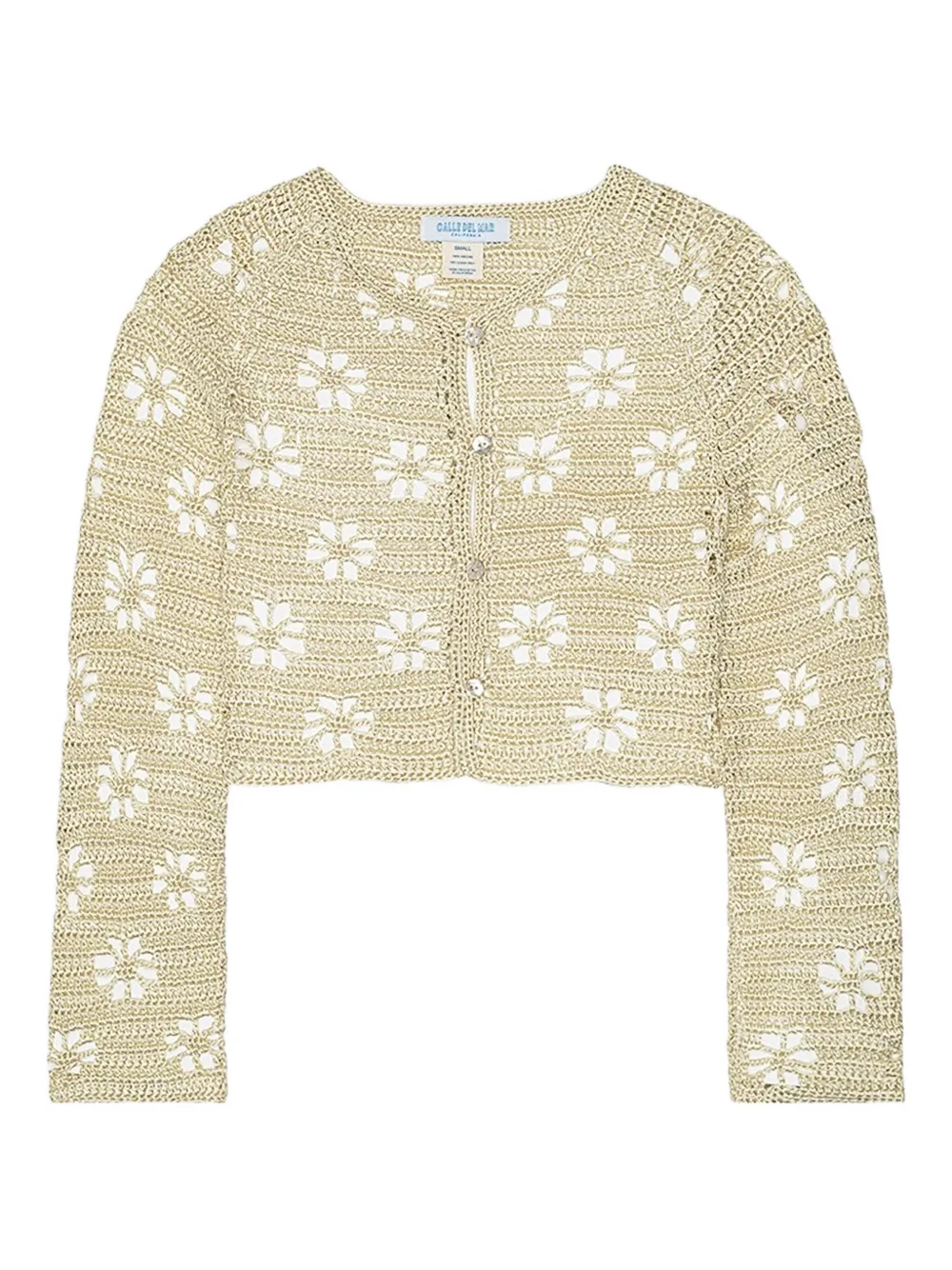 Calle Del Mar Gehaakt vest met bloemen Beige
