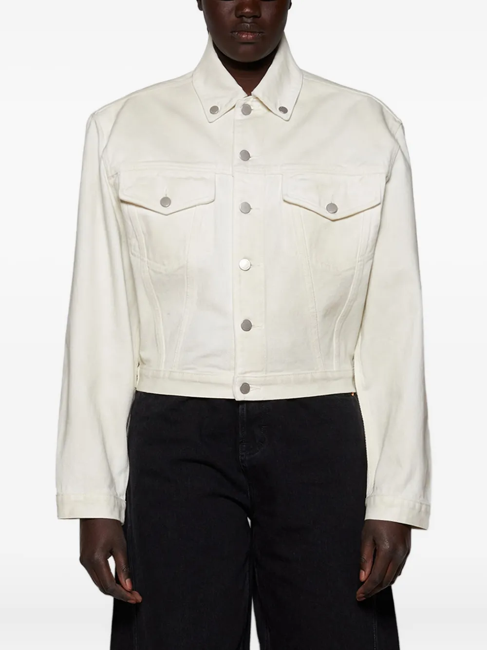 ENTIRE STUDIOS cropped denim jacket Wit