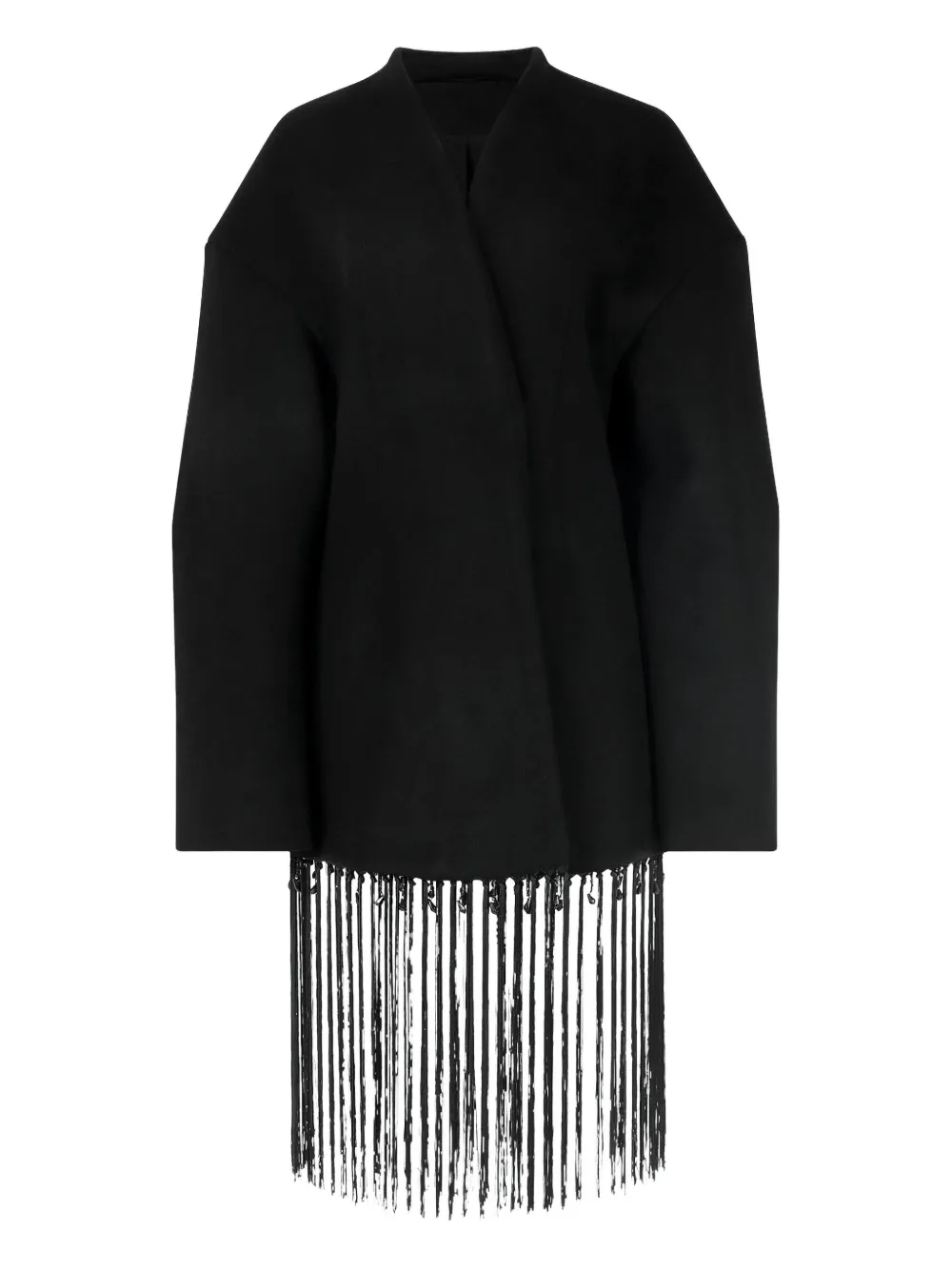 ENTIRE STUDIOS fringe-detailing wrap coat Zwart