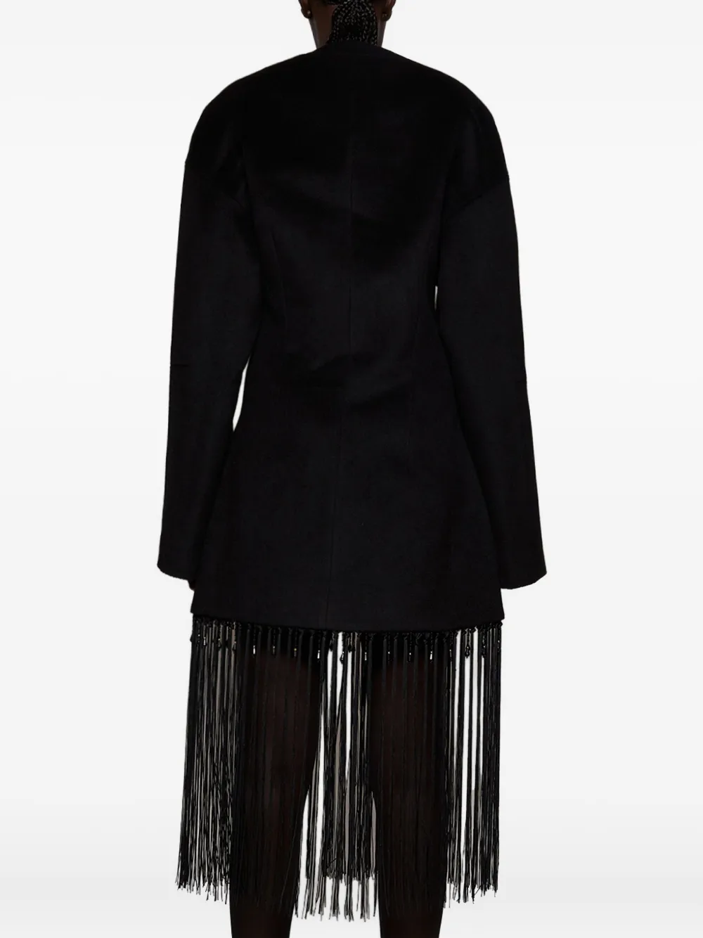 ENTIRE STUDIOS fringe-detailing wrap coat Zwart