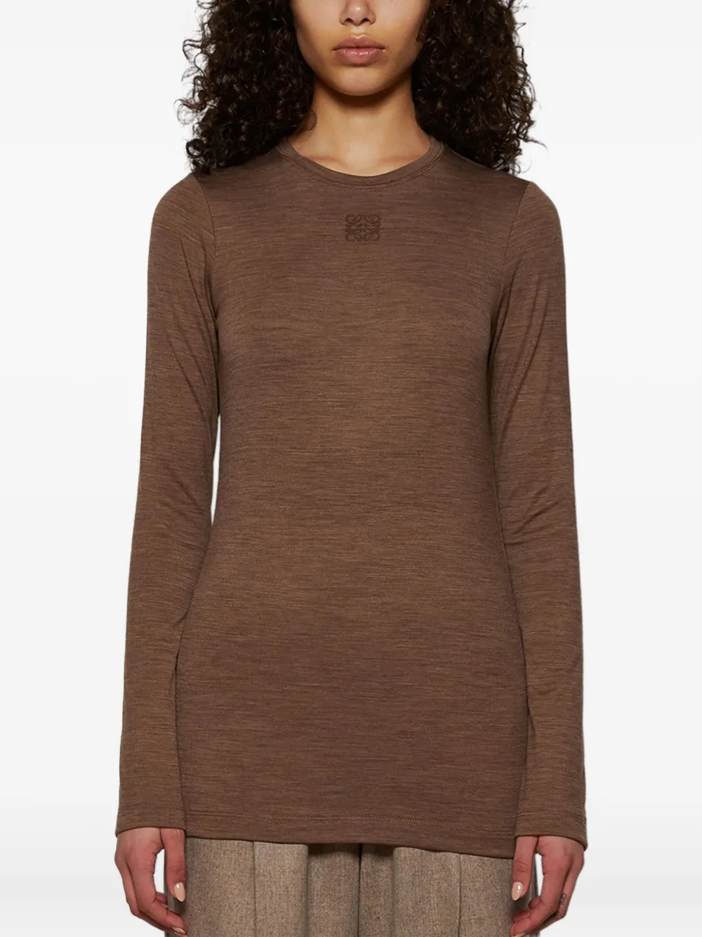 LOEWE T-shirt met geborduurd logo Bruin