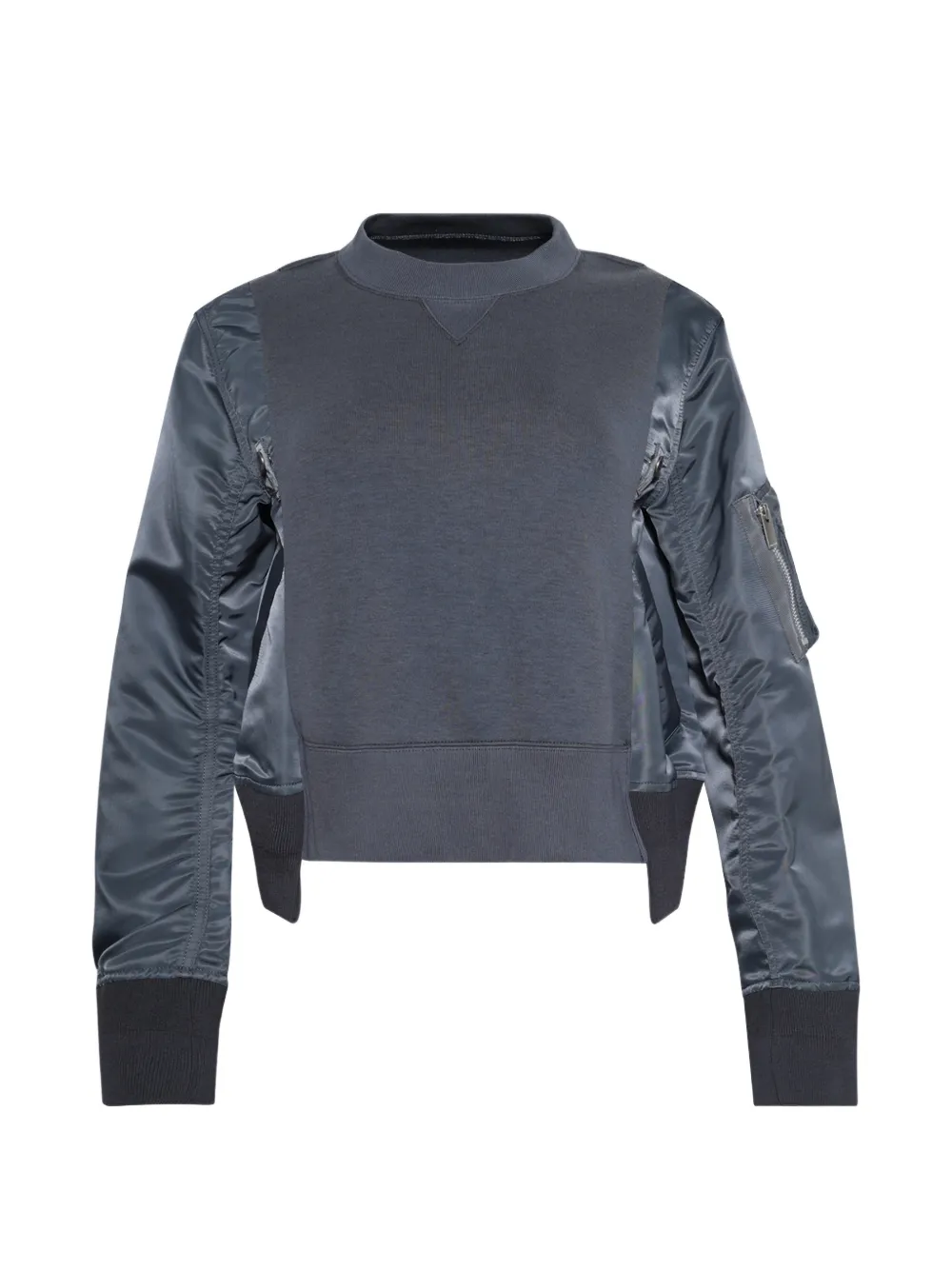 sacai zip twill hoodie - Blau