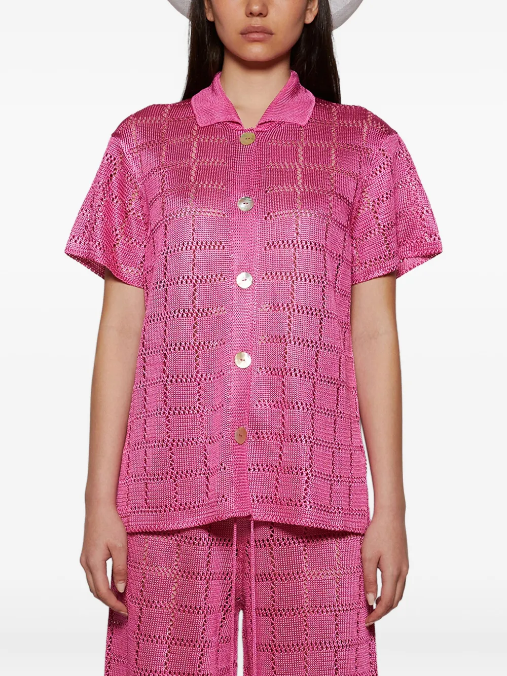 Calle Del Mar Blouse met patroon en korte mouwen Roze