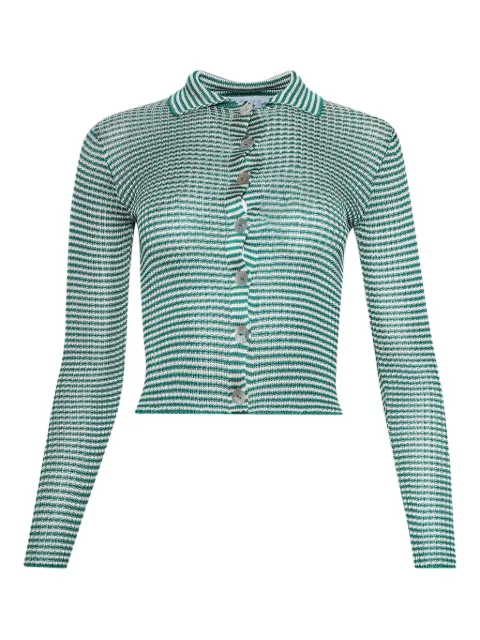 Calle Del Mar micro-stripe long-sleeve cardigan