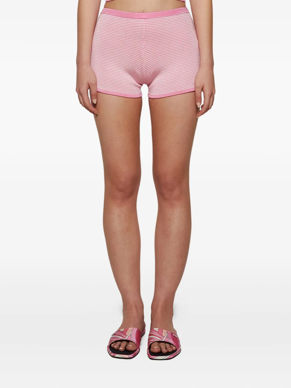 Calle Del Mar micro stripes mini shorts | Pink | Image 1