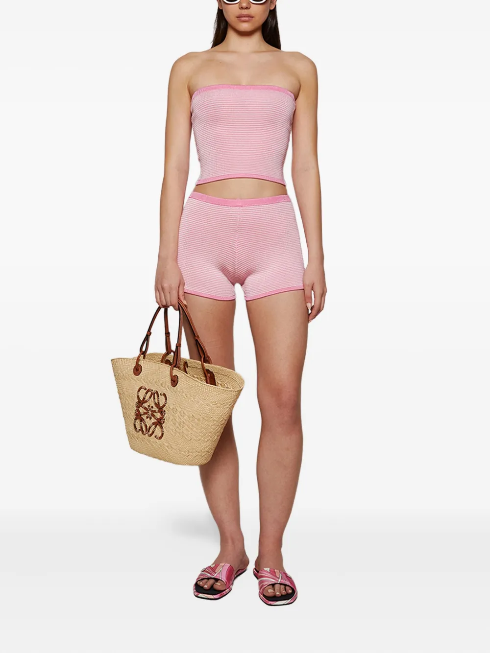 Calle Del Mar Tube top met microstreep Roze