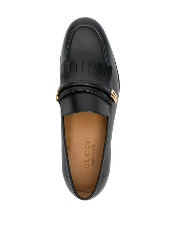 GUCCI フリンジ付きローファー ブラック
