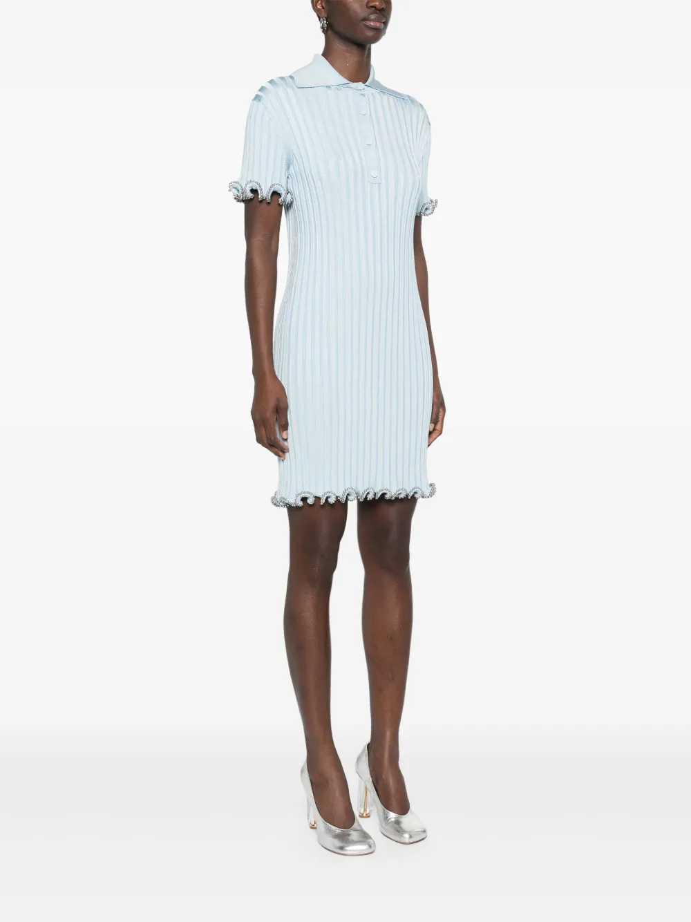 Jil Sander Ribgebreide mini-jurk Blauw