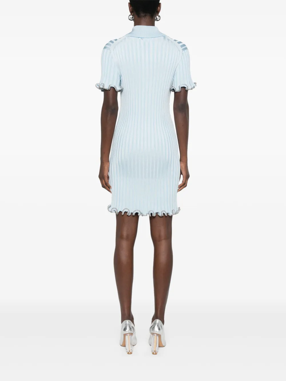 Jil Sander Ribgebreide mini-jurk Blauw