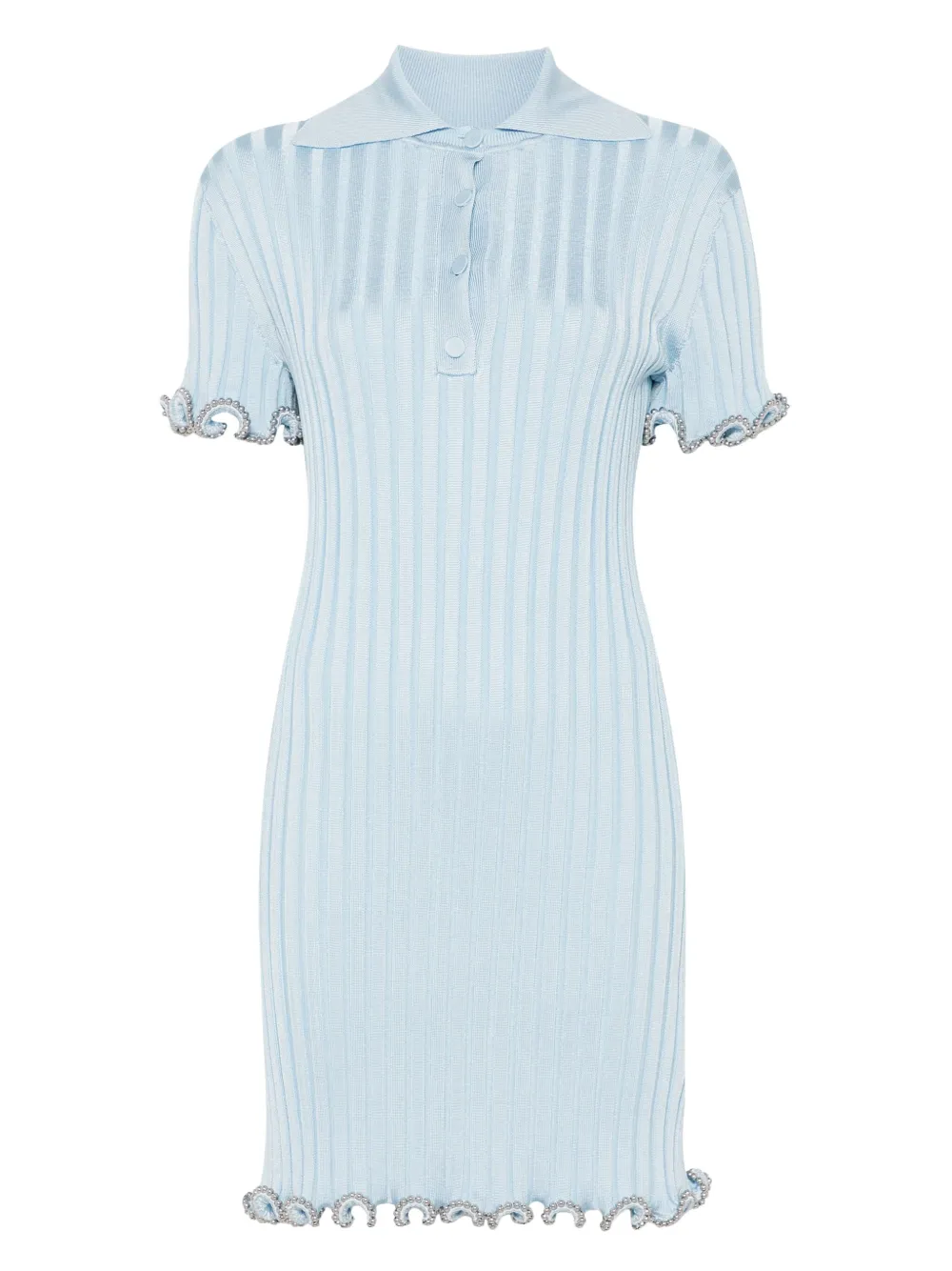 Jil Sander Ribgebreide mini-jurk Blauw