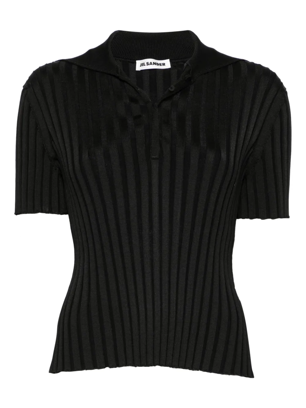 Jil Sander Geripptes Poloshirt | Schwarz | Image 1