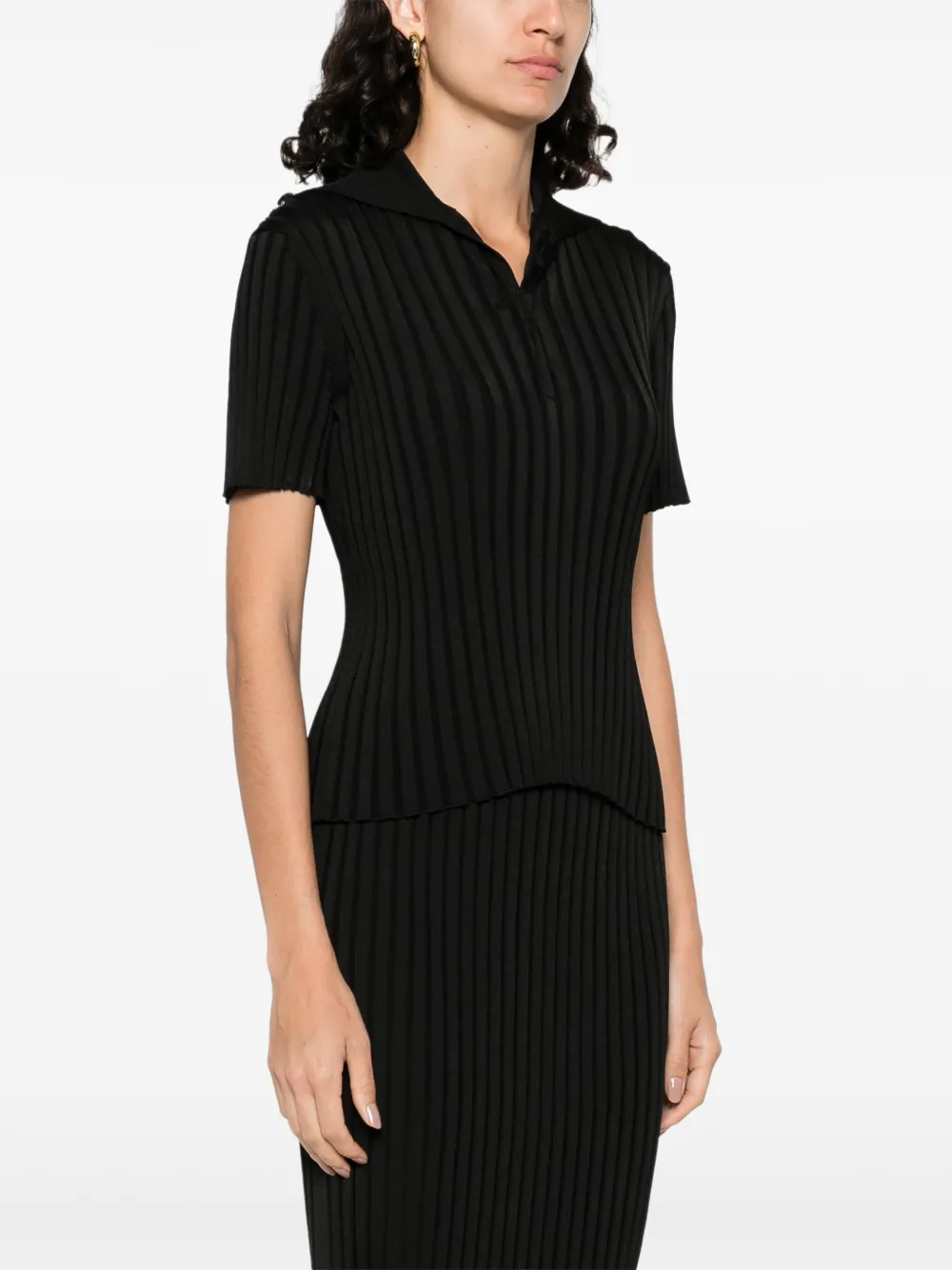 Jil Sander Ribgebreide polotop Zwart