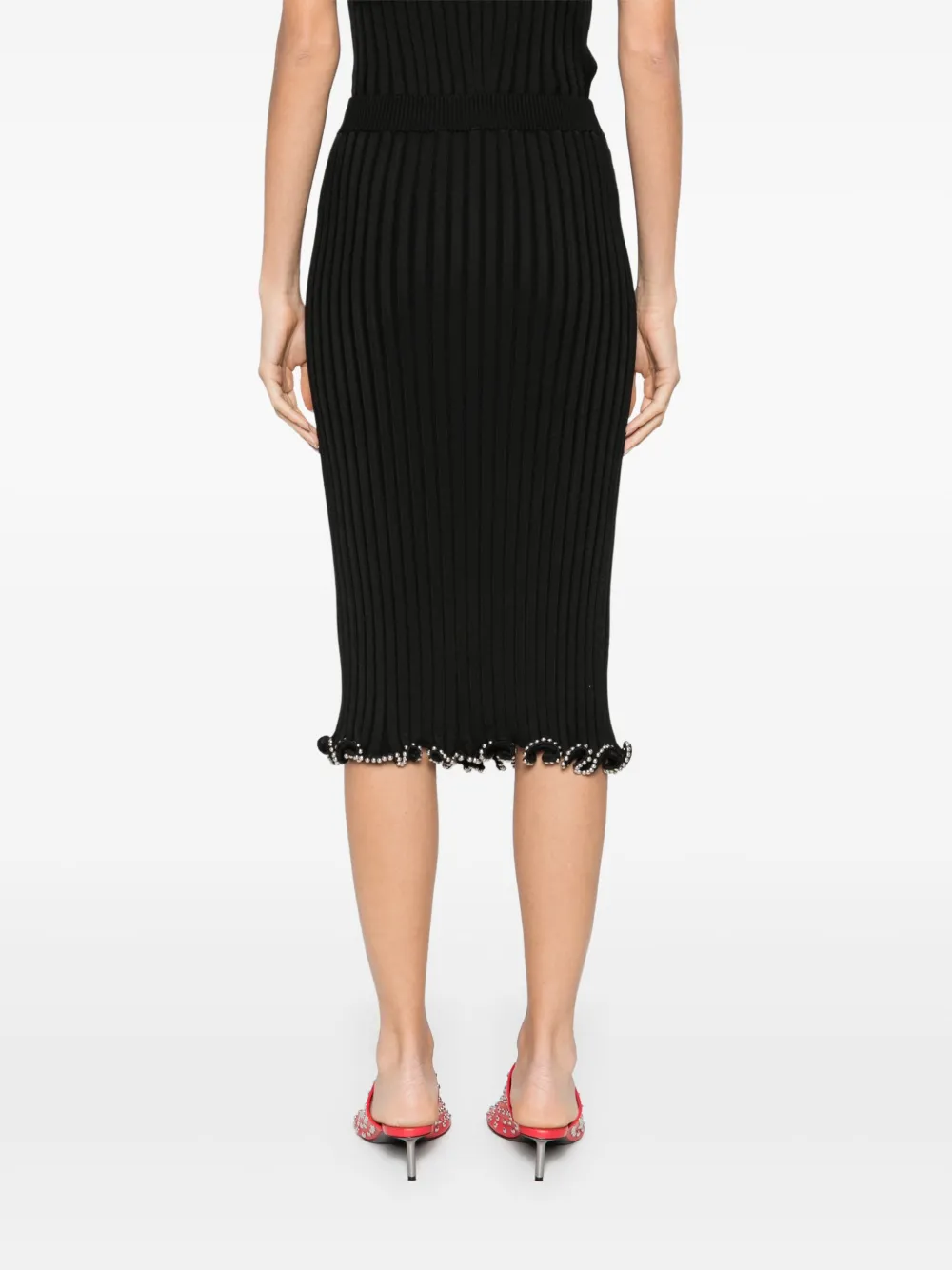 Jil Sander Midi-rok met kralen Zwart
