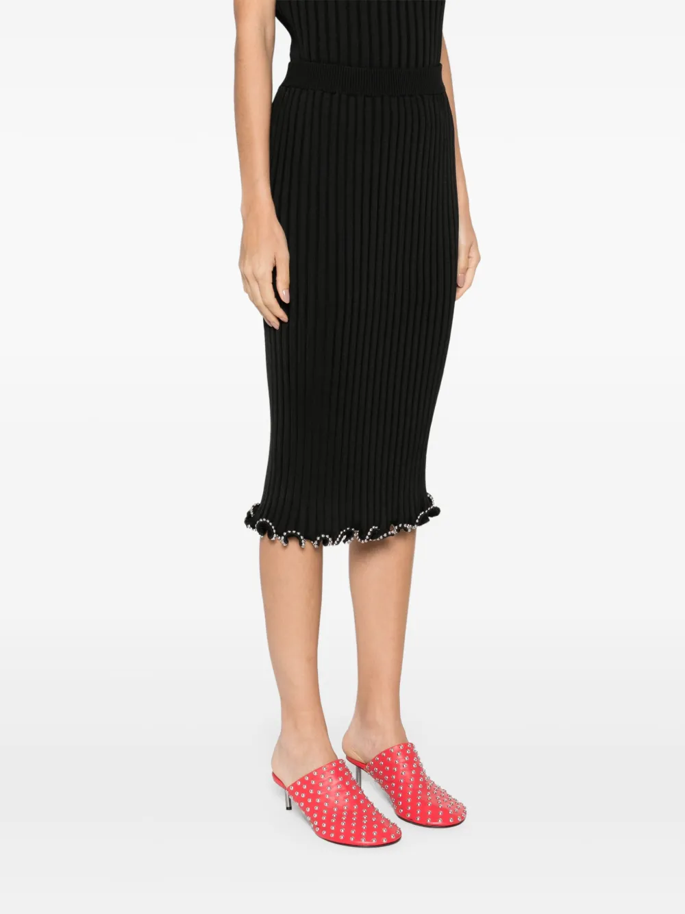 Jil Sander Midi-rok met kralen Zwart