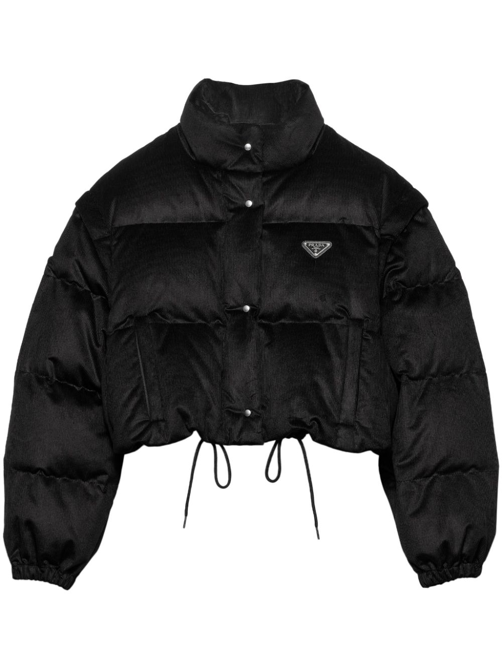 Prada convertible cropped puffer jacket – Black