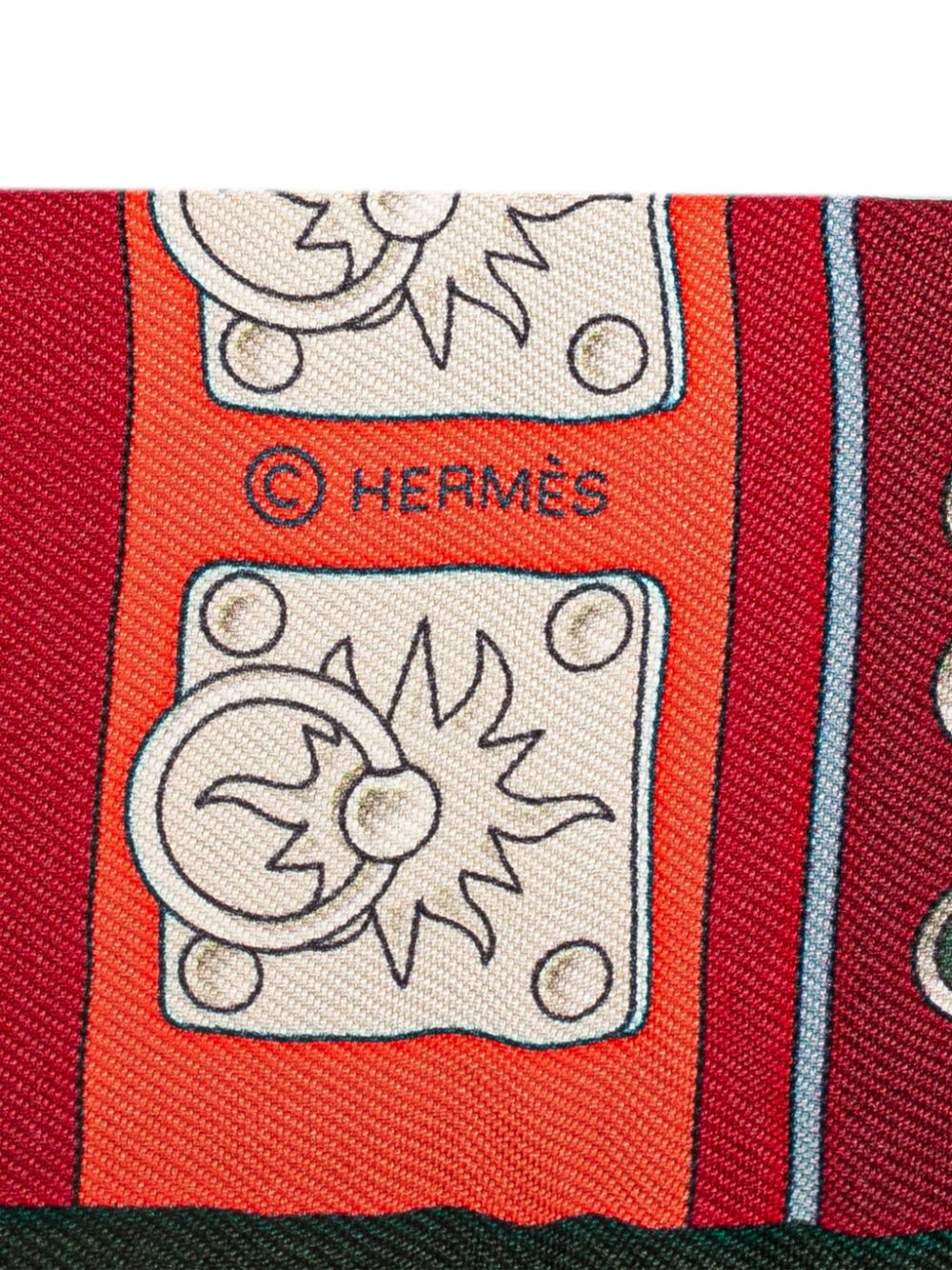 Hermès Pre-Owned 2015-2023 Collier de Chiens Silk Twilly Scarf scarves - Rood