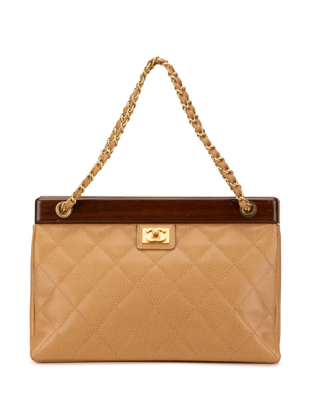 CHANEL 2003-2004 Quilted Caviar Wooden Bar Chain shoulder bag Women