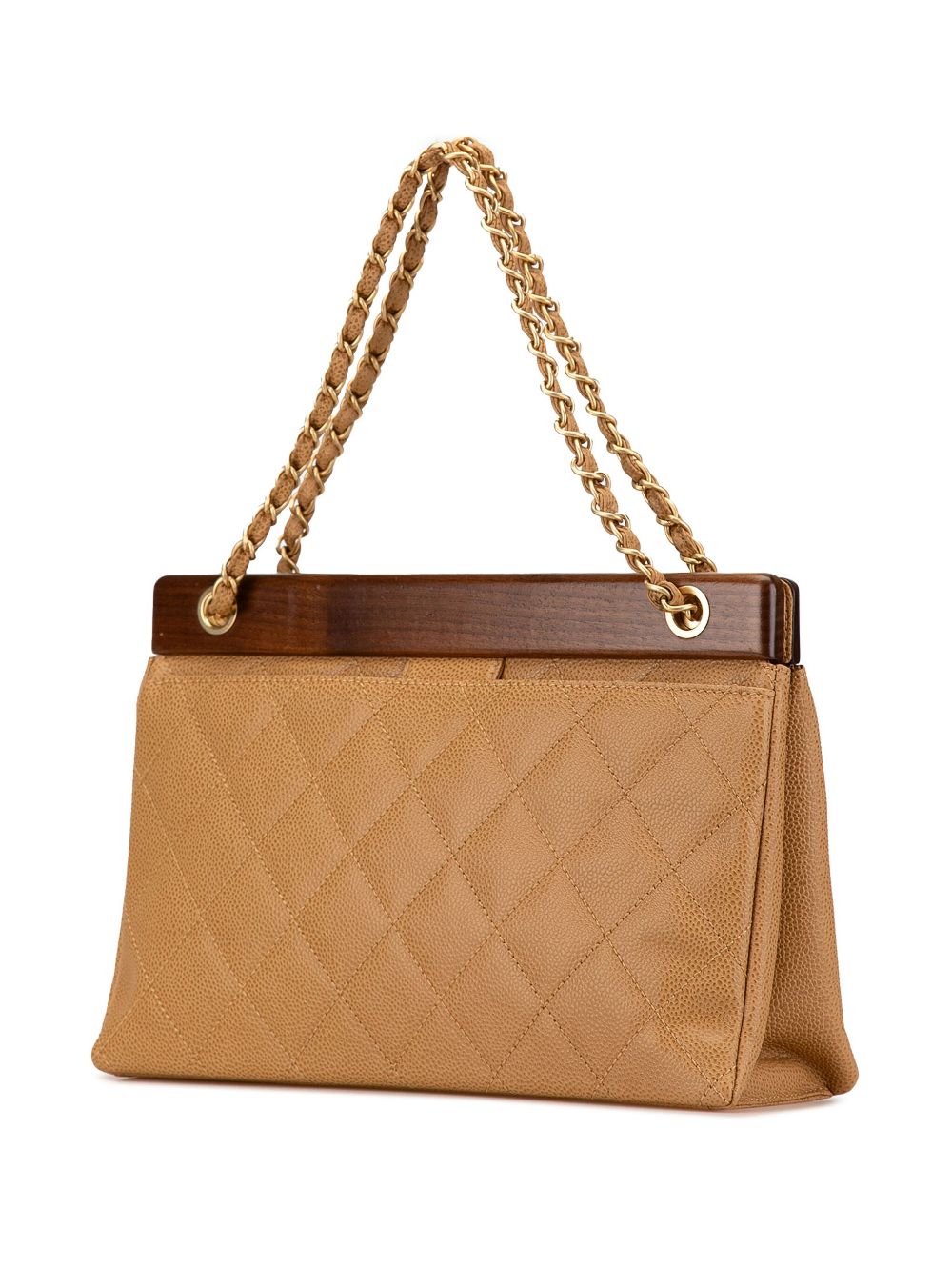 CHANEL 2003-2004 Quilted Caviar Wooden Bar Chain shoulder bag Women