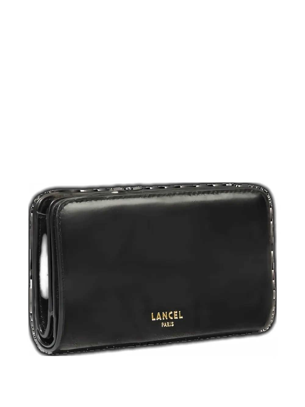 Lancel Origami Rectangular Zip Compact Wallet In Black