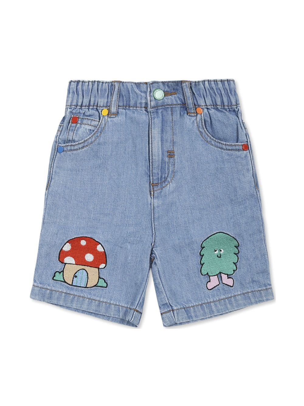 Stella McCartney Kids embroidered denim shorts Blauw