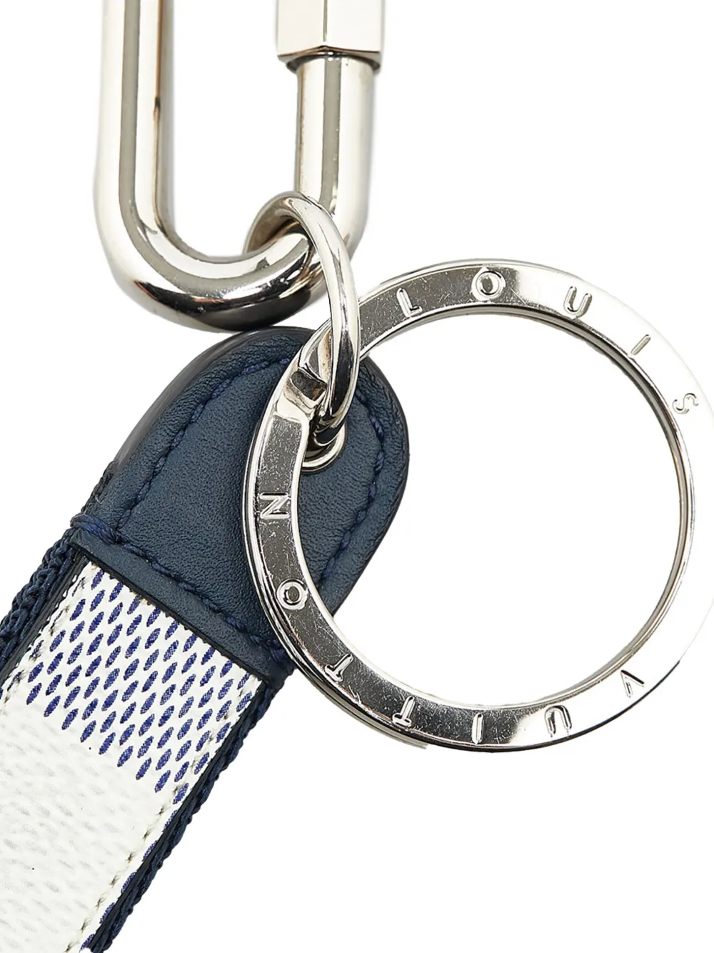Pre-owned Louis Vuitton 2019 Damier Azur Coastline Matchpoint Dragonne Key Chain In White