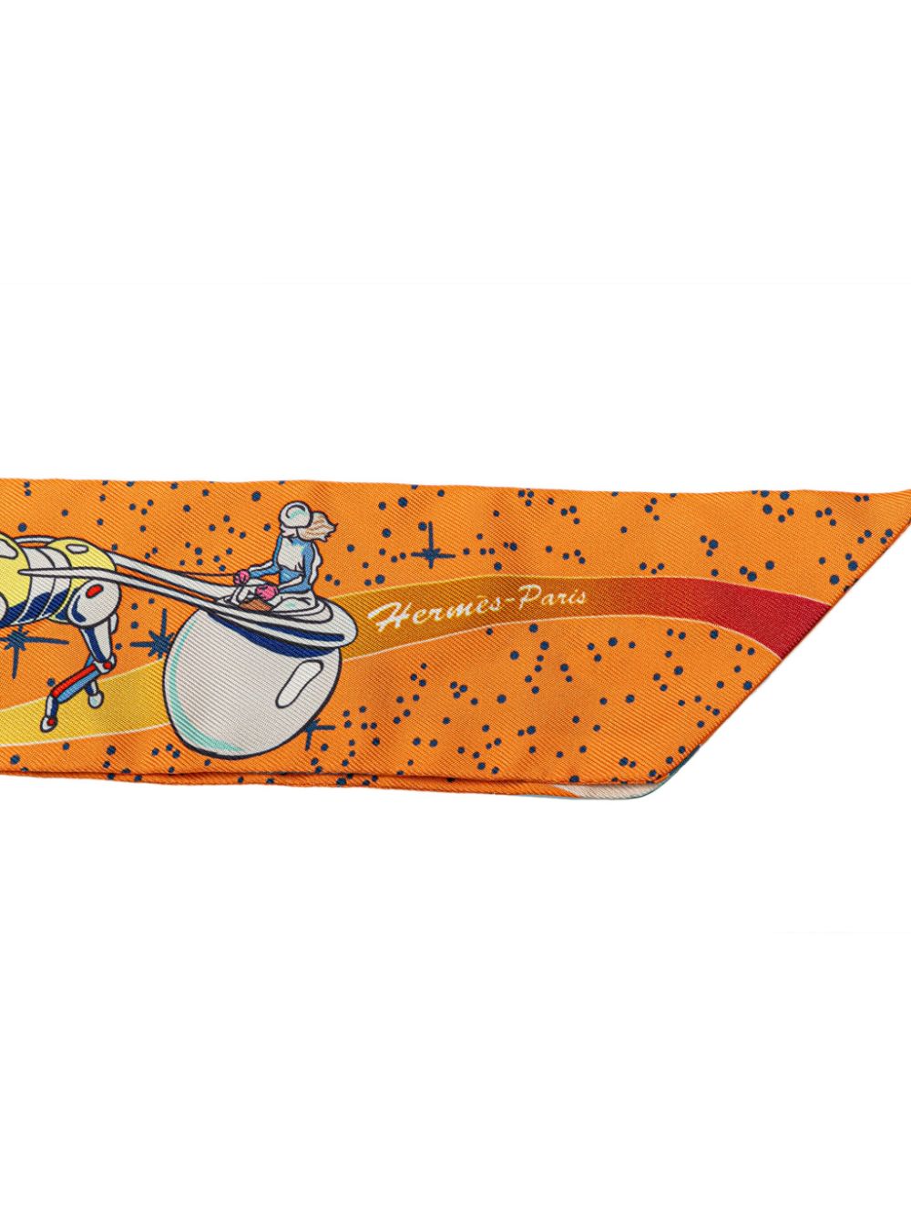 Hermès Pre-Owned 2010-2023 Space Derby Twilly Silk Scarf scarves - Oranje