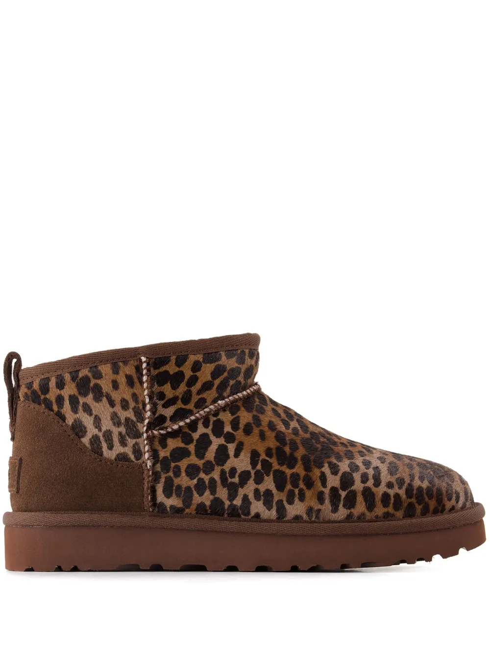 Ugg Classic Ultra Mini Caspian Leopard-print Calf Hair Boots In Burnt Cedar
