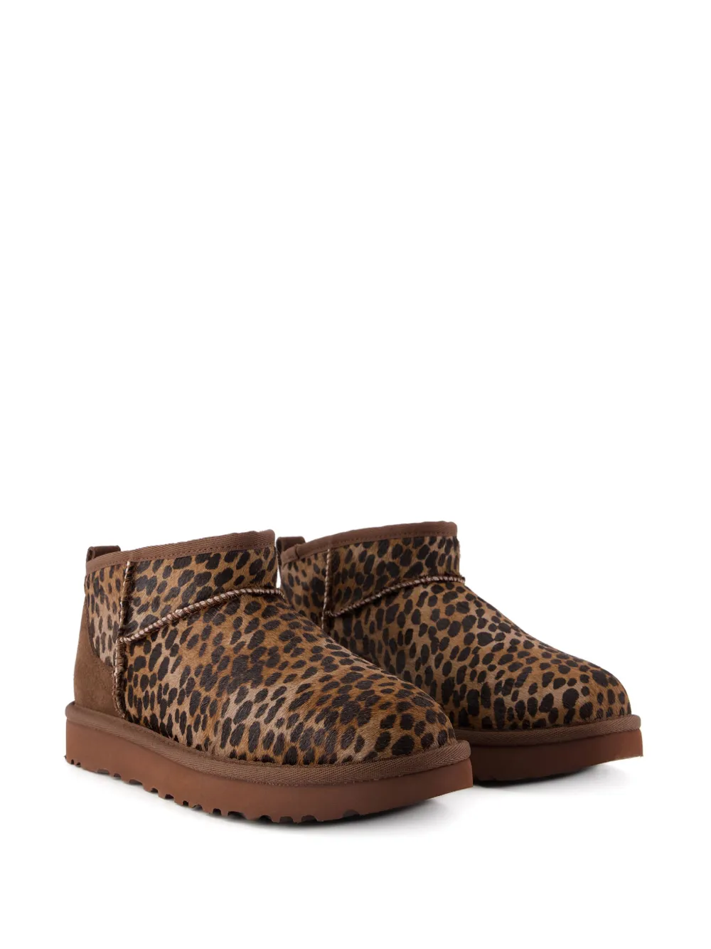 Ugg Classic Ultra Mini Caspian Leopard-print Calf Hair Boots In Burnt Cedar