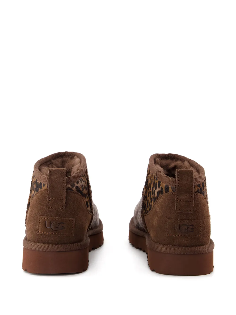 Ugg Classic Ultra Mini Caspian Leopard-print Calf Hair Boots In Burnt Cedar