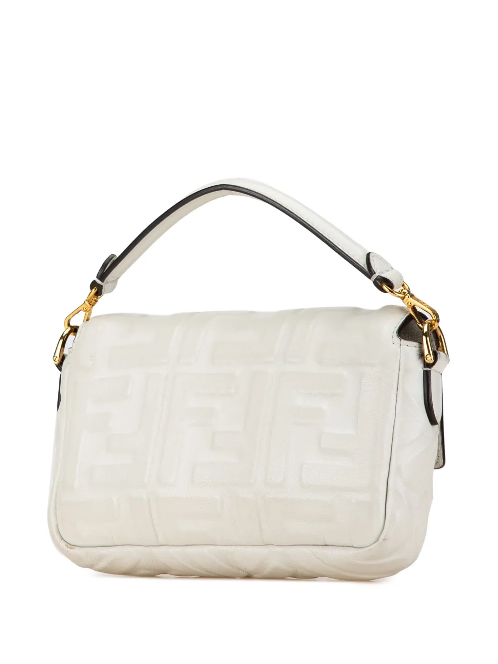 Fendi Pre-Owned 2000-2010 Mini Zucca Embossed Leather Bagbaguette satchel - Wit