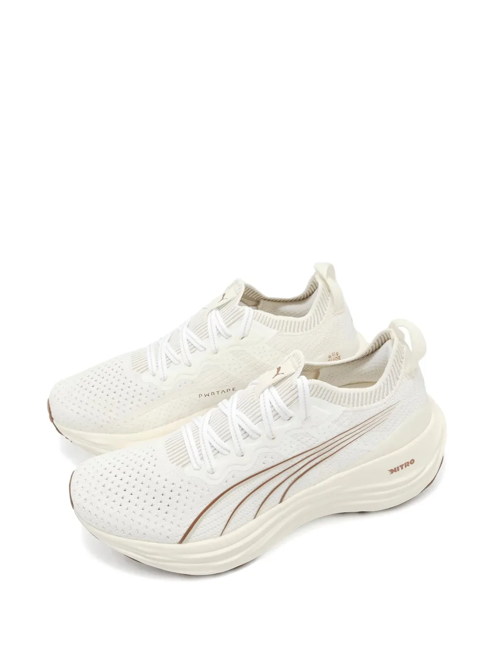Puma Foreverrun Nitro Knit "warm White Teak" Sneakers In White