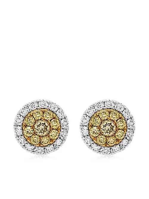 Boucles d'oreilles en or blanc et jaune 18ct pavées de diamants - HYT Jewelry - Modalova