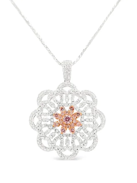 HYT Jewelry قلادة ذهب أبيض عيار 18 وبلاتين بدلاية مرصعة بألماس