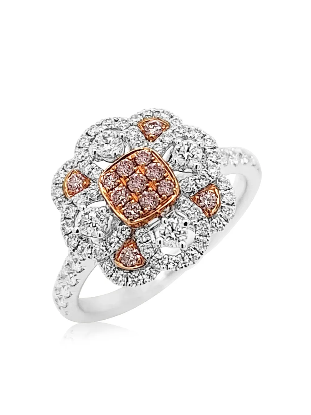 Shop Hyt Jewelry 18k White Gold And Platinum Diamond Ring In Silver