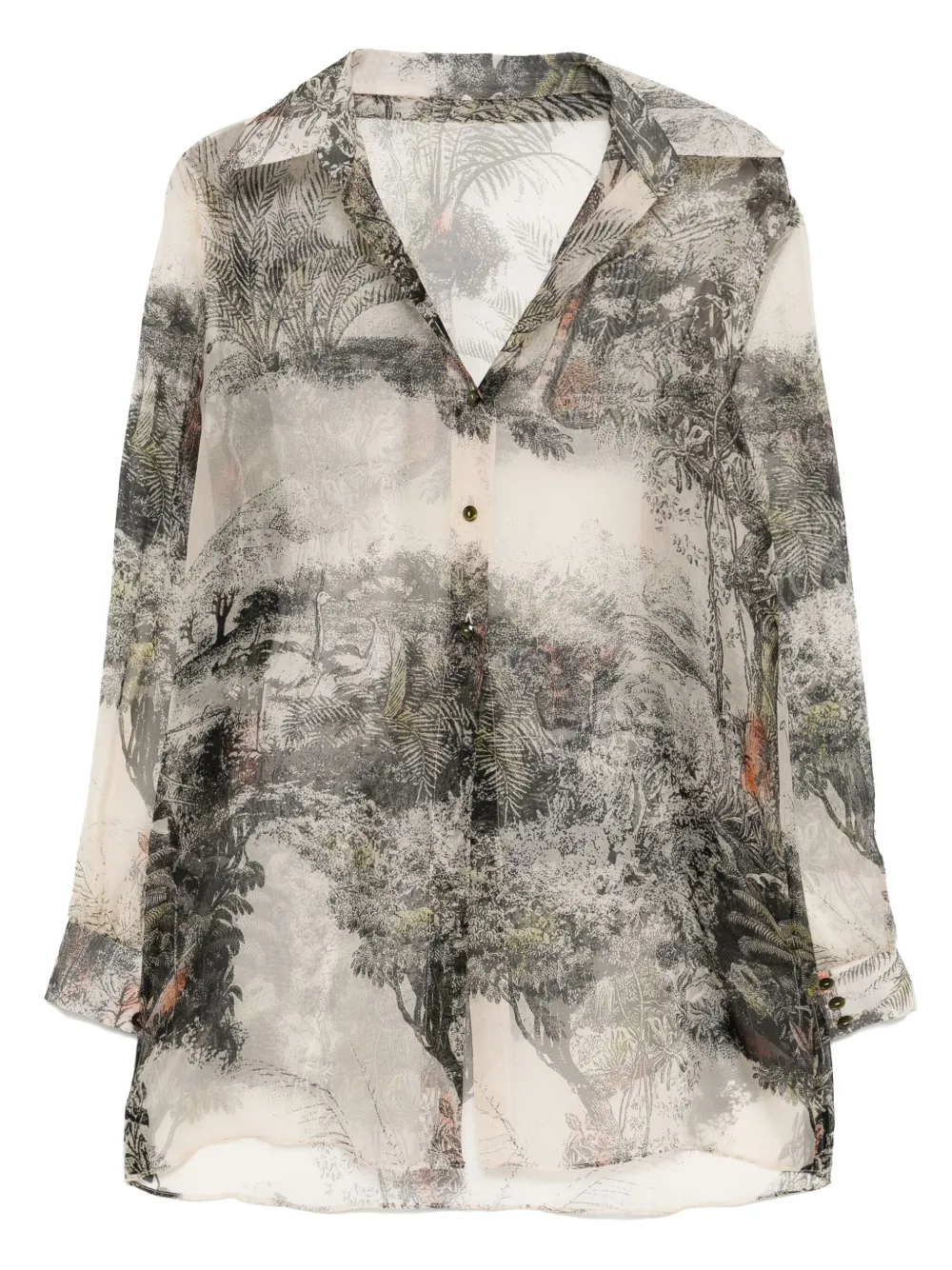 landscape print long sleeves shirt