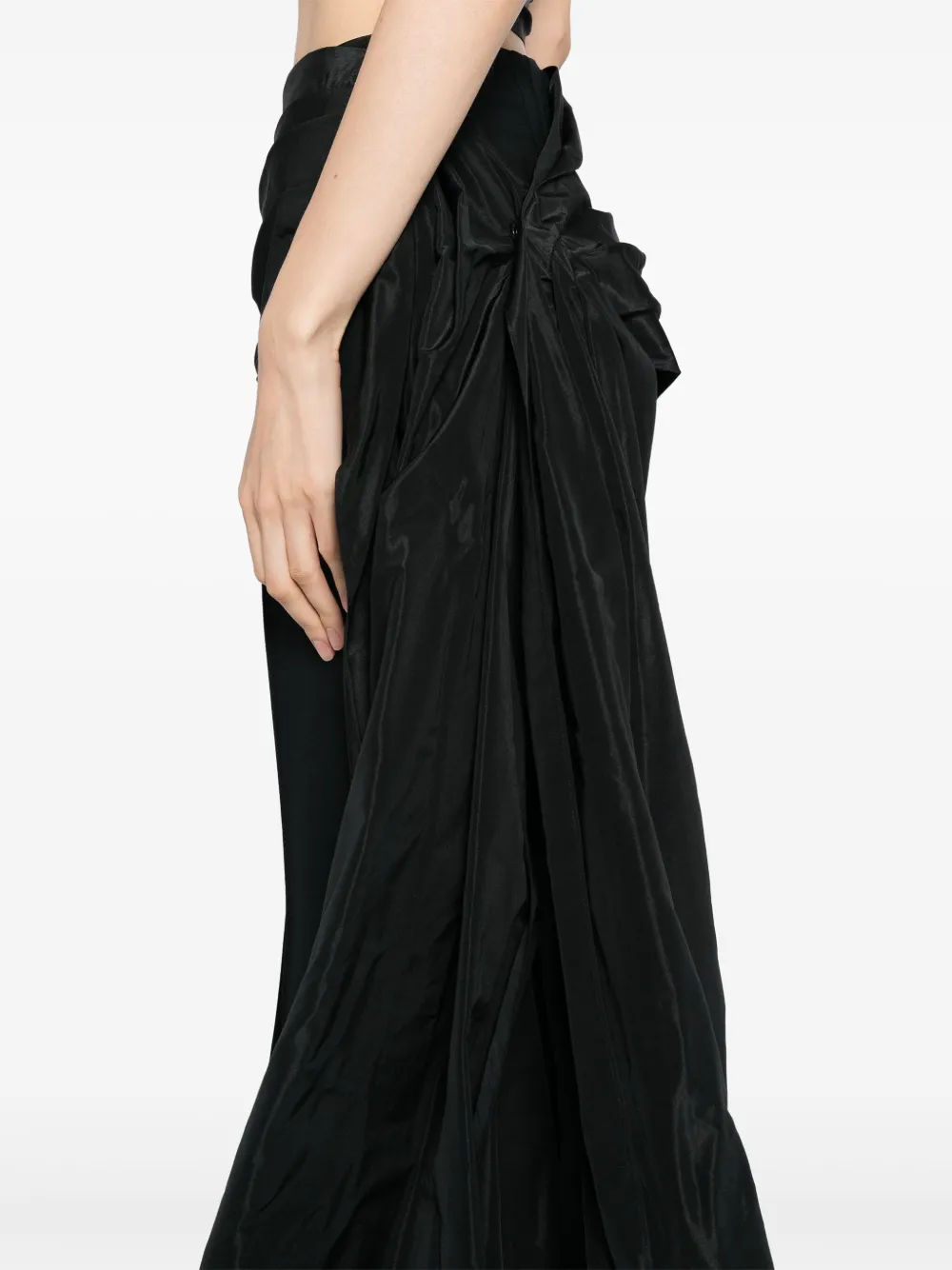 Isabel Sanchis Taffeta gedrapeerde high waist flared broek Zwart