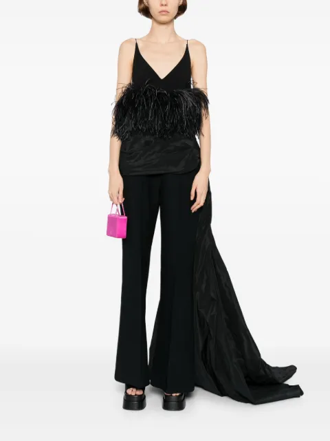 Isabel Sanchis  taffeta draped high waisted flare pants