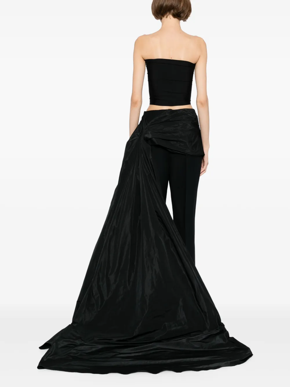 Isabel Sanchis Taffeta gedrapeerde high waist flared broek Zwart