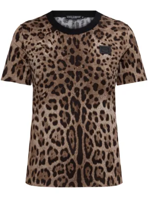 Dolce & Gabbana leopard-print crew-neck T-shirt | Brown | FARFETCH