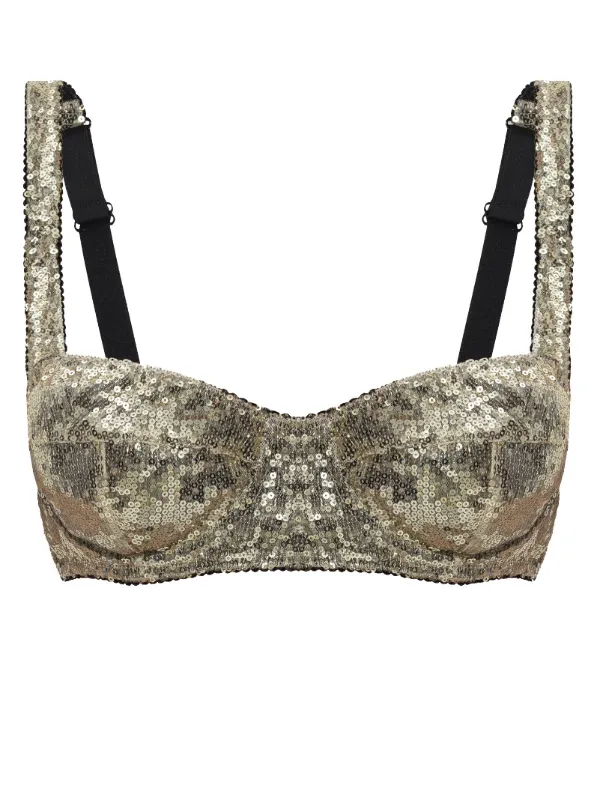 新品未使用　Erdem SEQUIN BRA TOP スパンコール　ブラトップ YQxwJL Gold Sequin Sparkle Print Women'S Strappy Sports Bra