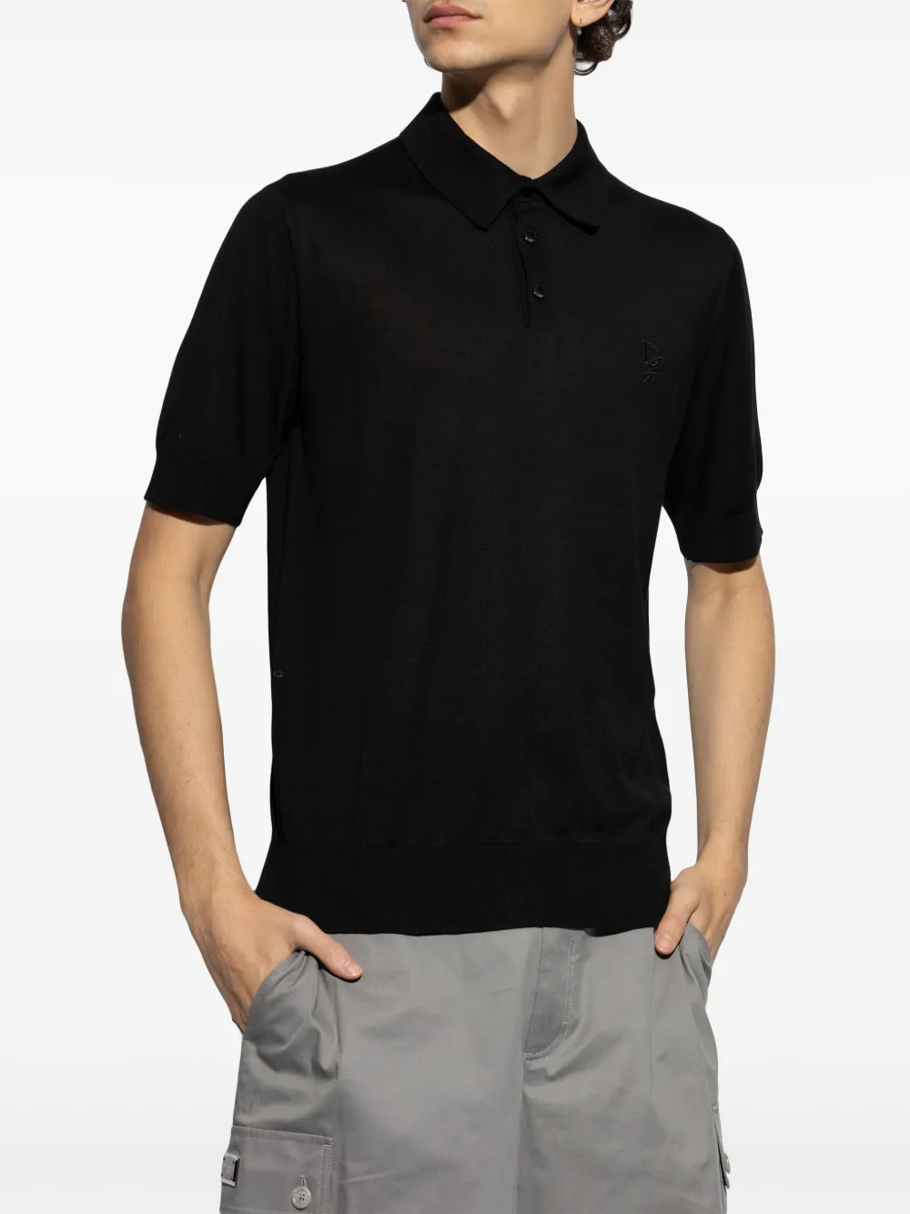 Dolce & Gabbana Poloshirt met geborduurd logo Zwart