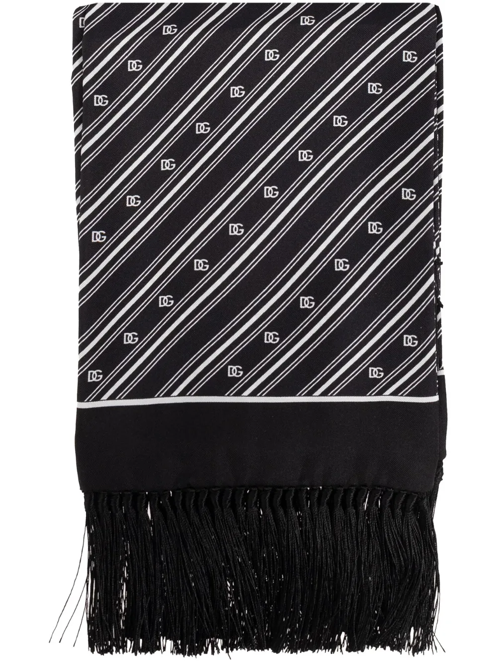 Dolce & Gabbana Echarpe de seda com listras | Preto | Image 1