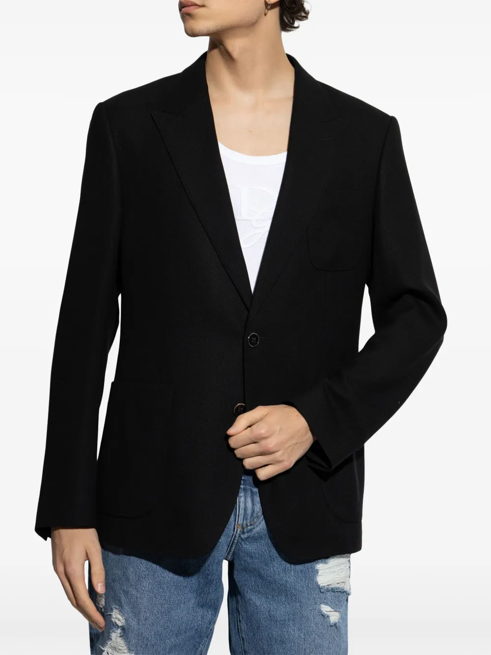 Dolce & Gabbana Wollen blazer met enkele rij knopen Zwart