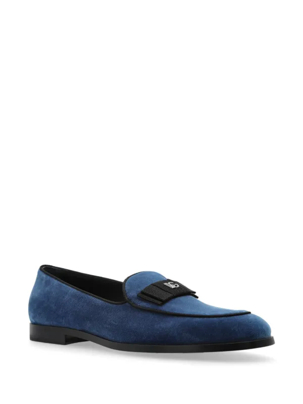 B*i様 DOLCE & GABBANA 牛革　ネイビーローファー Dolce & Gabbana Velvet Loafers | Blue | FARFETCH