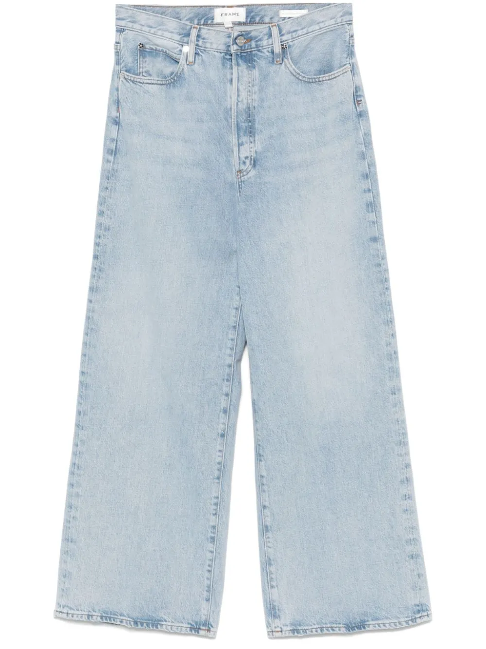 Shop Frame Wide-leg Jeans In Blue